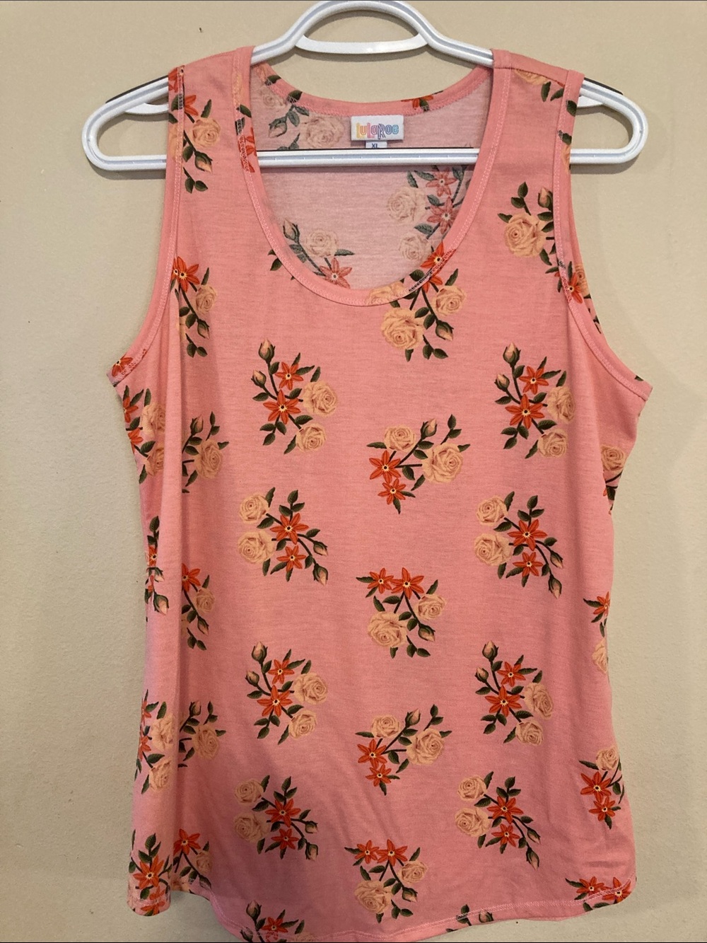 LuLaRoe Coral Pink Floral Sleeveless Tank
